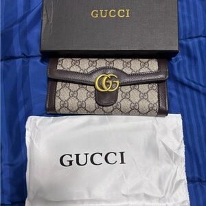 Gucci Beige and Dark Brown GG Wallet